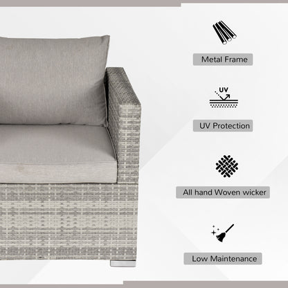 Garden Outdoor Rattan Corner Sofa,Single Sofa,Coffee Table Grey/Deep Grey