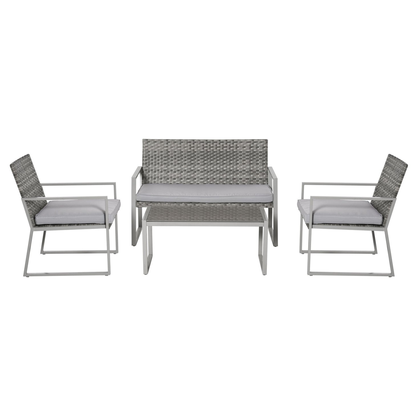 4-Piece Deluxe Outdoor Patio PE Rattan Wicker Sofa Chaise Lounge Furniture Set
