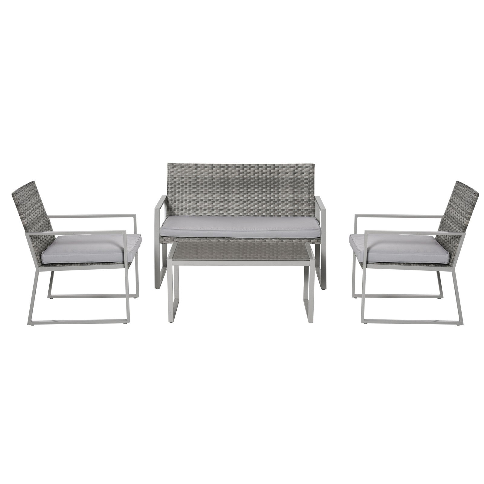 4-Piece Deluxe Outdoor Patio PE Rattan Wicker Sofa Chaise Lounge Furniture Set