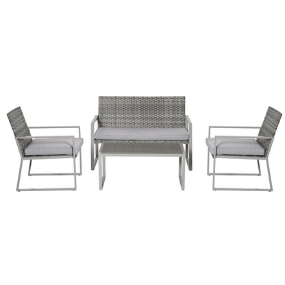 4-Piece Deluxe Outdoor Patio PE Rattan Wicker Sofa Chaise Lounge Furniture Set