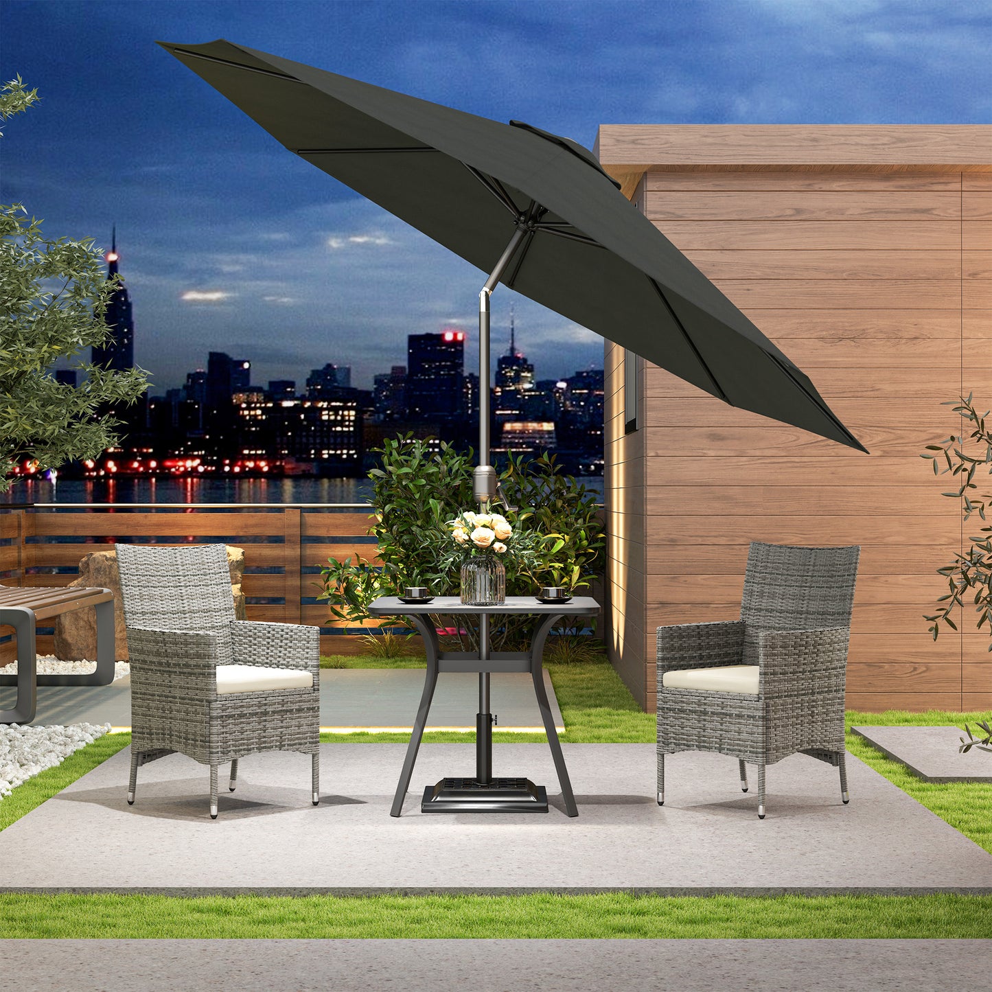 Rattan Chair Patio Sofa Chairs Set Cushioned Outdoor Rattan Furniture Armrests