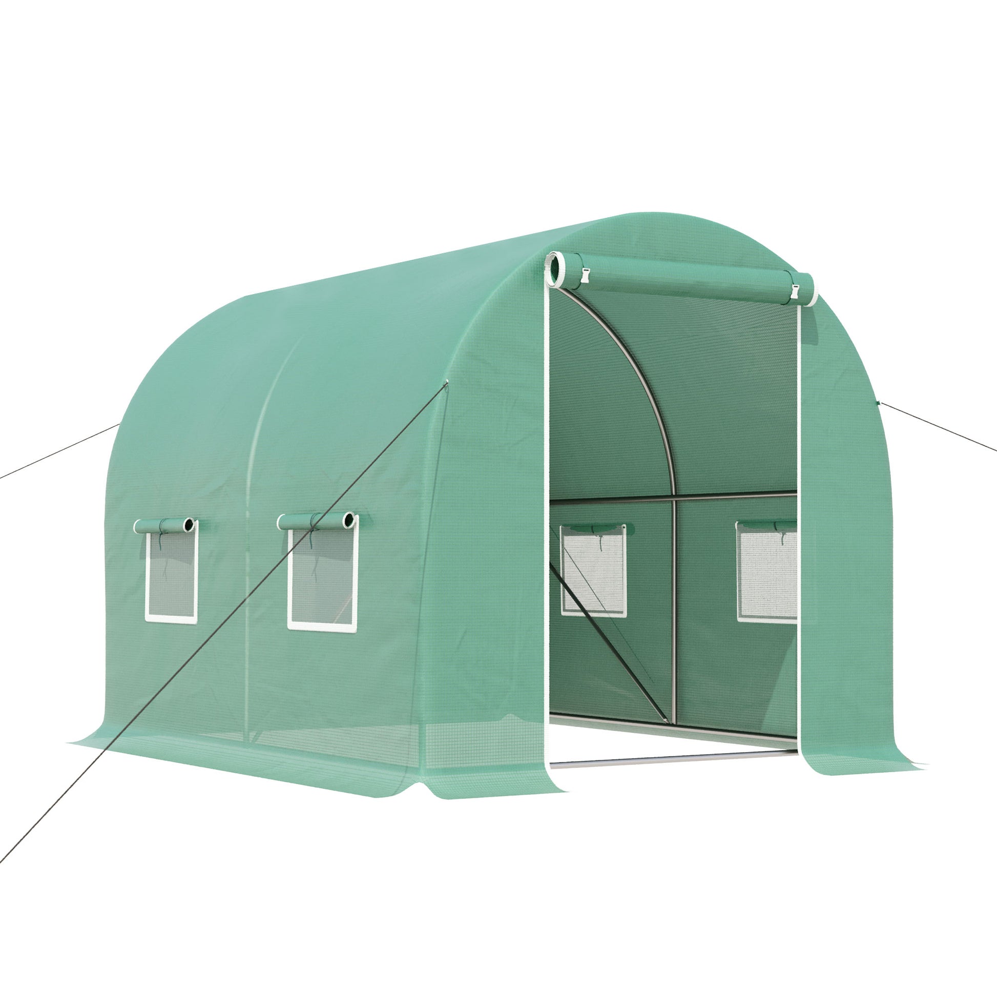 Greenhouse Polytunnel Flower Walk-In Shed Growing Steel Outdoor W/ Zipped Door