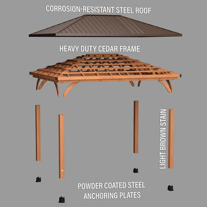 Barrington Cedar Patio Gazebo 4.8M X 3.6M (16Ft X 12Ft)