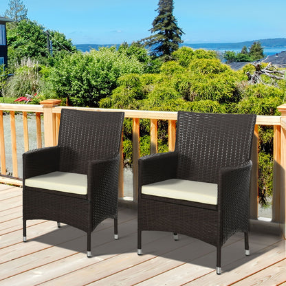 Rattan Chair Patio Sofa Chairs Set Cushioned Outdoor Rattan Furniture Armrests
