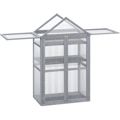 80 X 47 X 138 Cm Wooden Cold Frame Greenhouse for Plants Vegetables Flowers