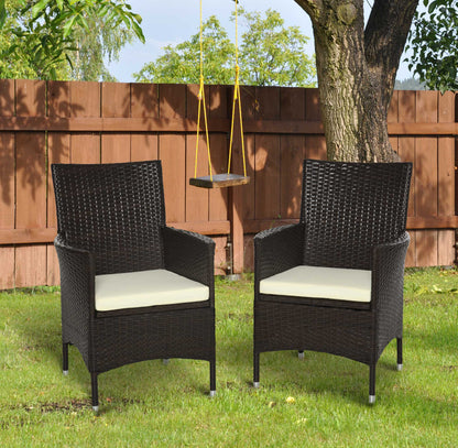 Rattan Chair Patio Sofa Chairs Set Cushioned Outdoor Rattan Furniture Armrests