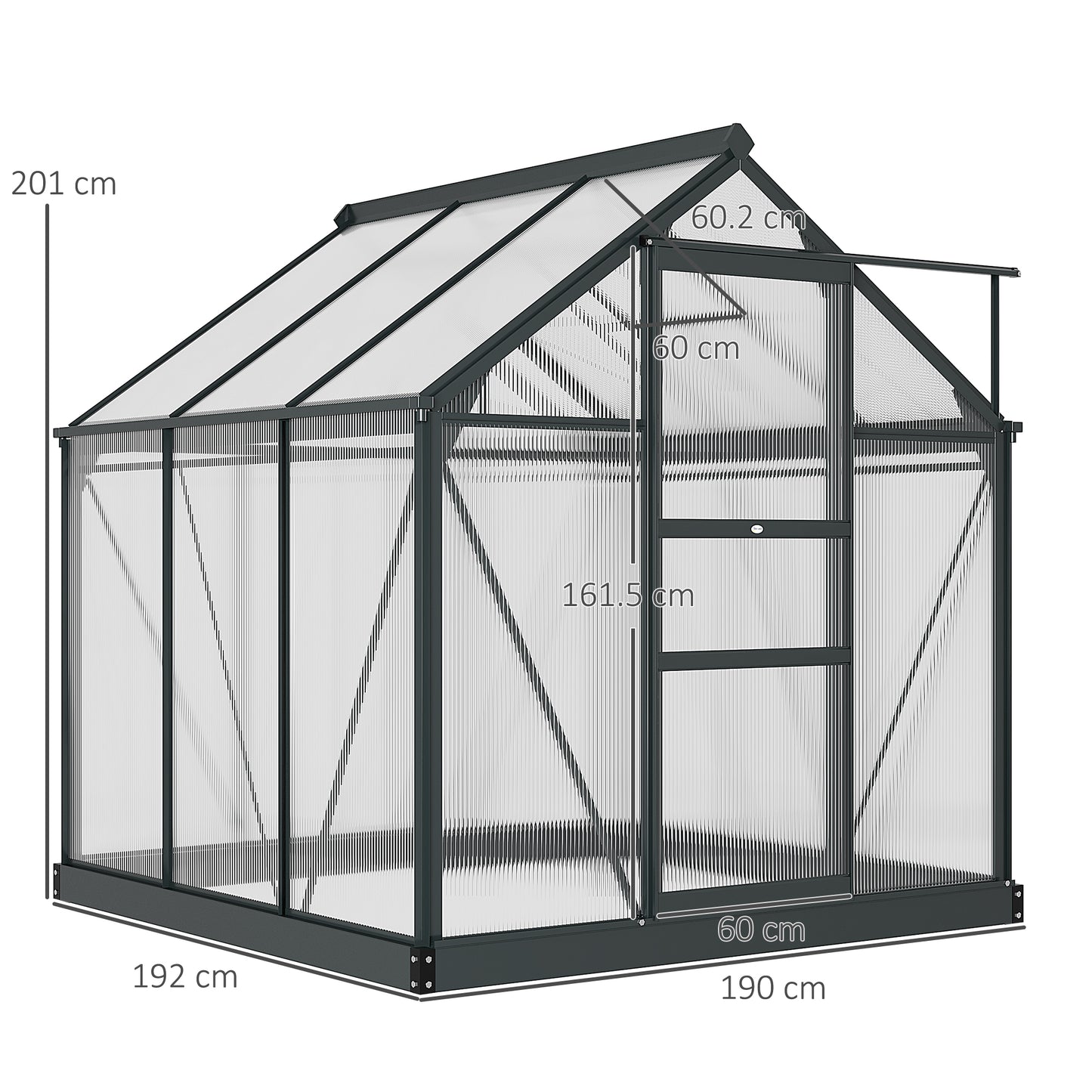 Polycarbonate Walk-In Garden Greenhouse Aluminium Frame Slide Door Window