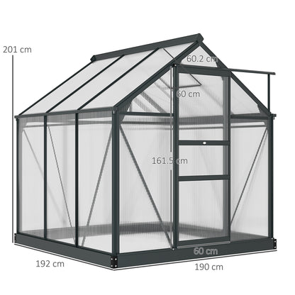 Polycarbonate Walk-In Garden Greenhouse Aluminium Frame Slide Door Window