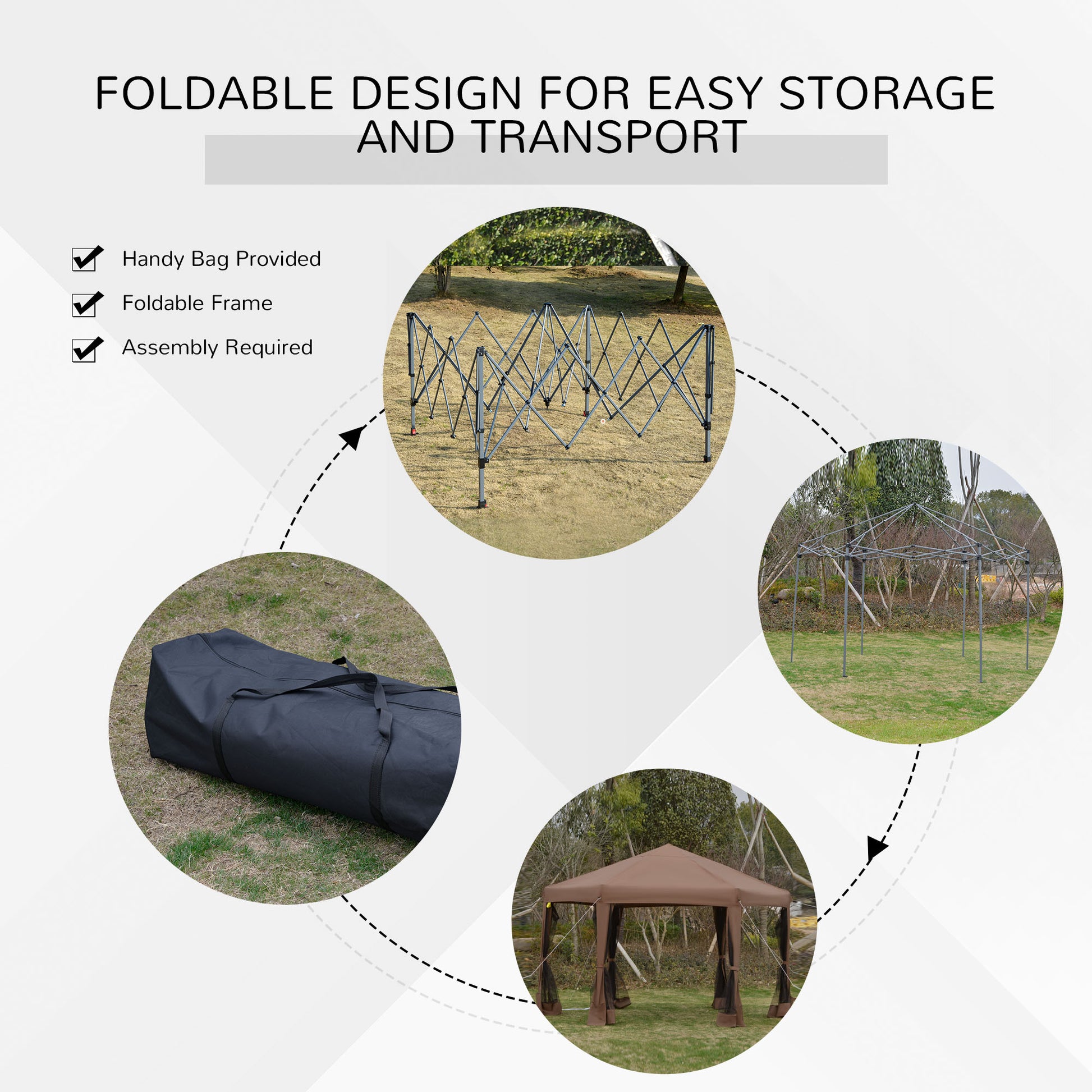 3.2M Outdoor Pop up Gazebo Hexagonal Canopy Tent with Mesh Sidewalls Handy Bag