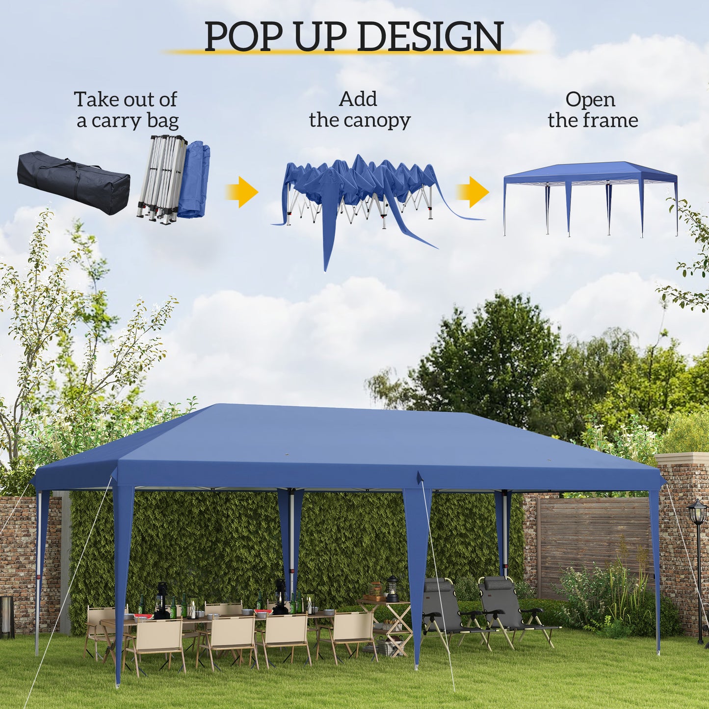 6 X 3M Garden Large Gazebo Canopy Waterproof Outdoor Party Tent Marquee