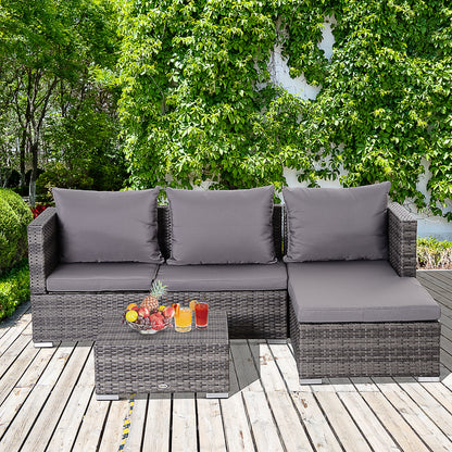Rattan Garden Furniture Sofa Patio Conservatory Wicker W/Cushion 4-Seater
