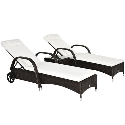 3PC Rattan Sun Lounger Wicker Sofa Day Bed Recliner Furniture Garden Patio