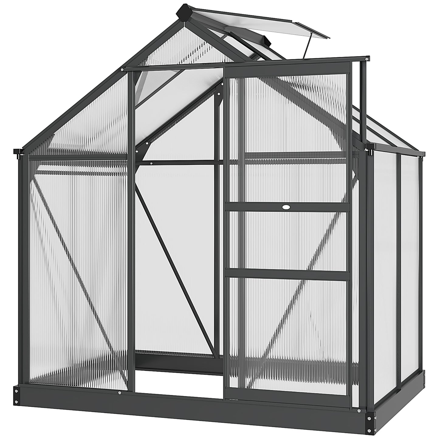 Polycarbonate Walk-In Garden Greenhouse Aluminium Frame Slide Door Window
