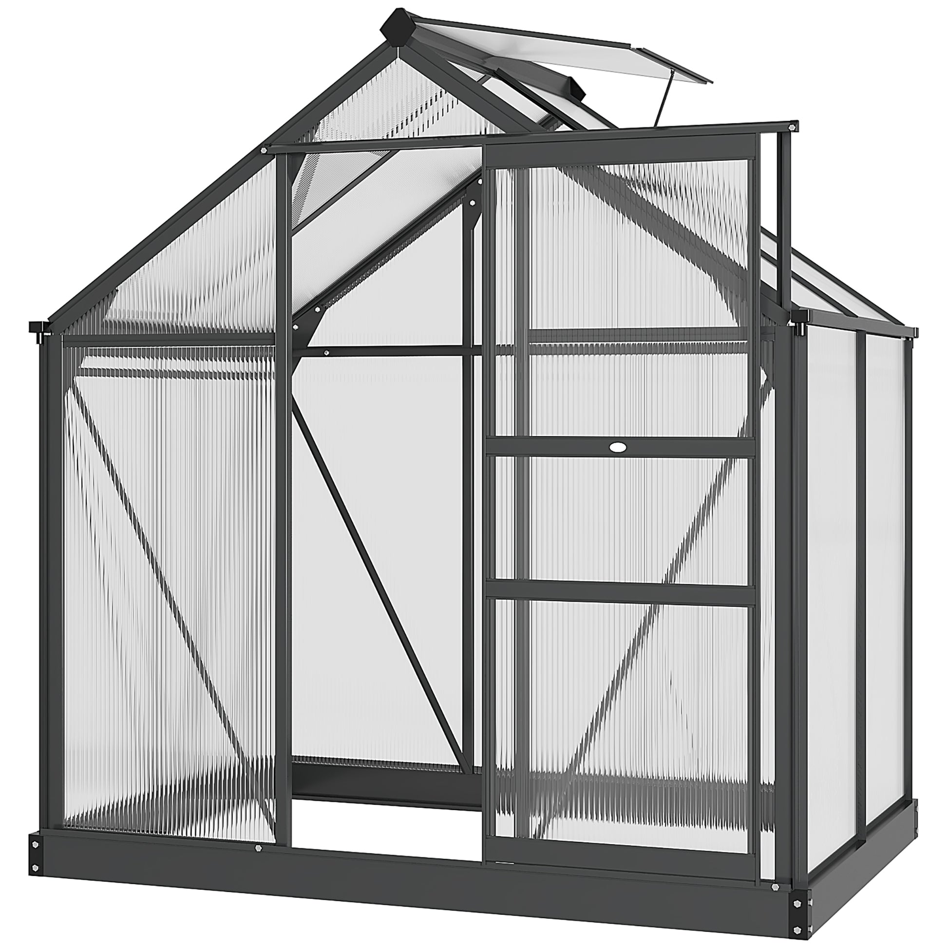 Polycarbonate Walk-In Garden Greenhouse Aluminium Frame Slide Door Window