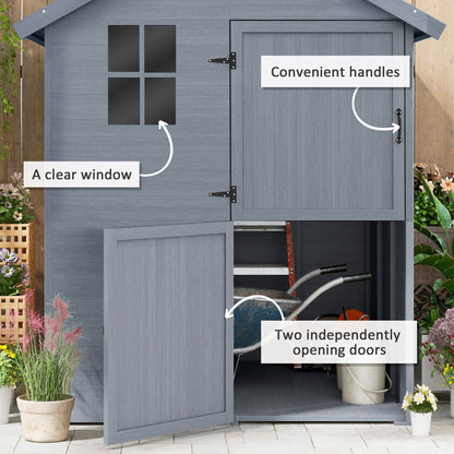 6 X 6.5FT Wooden Shed, Outdoor Storage Shed with Floor and Clear Window