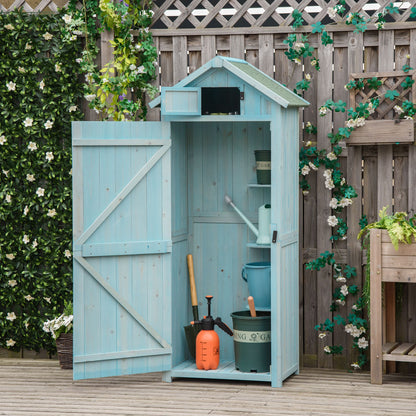 Garden Storage Shed 3 Shelves Tool House W/ Asphalt Roof 77 X 54 X 179 Cm