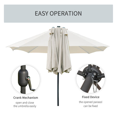 4.4M Double-Sided Sun Umbrella Patio Parasol with LED Solar Lights for Garden