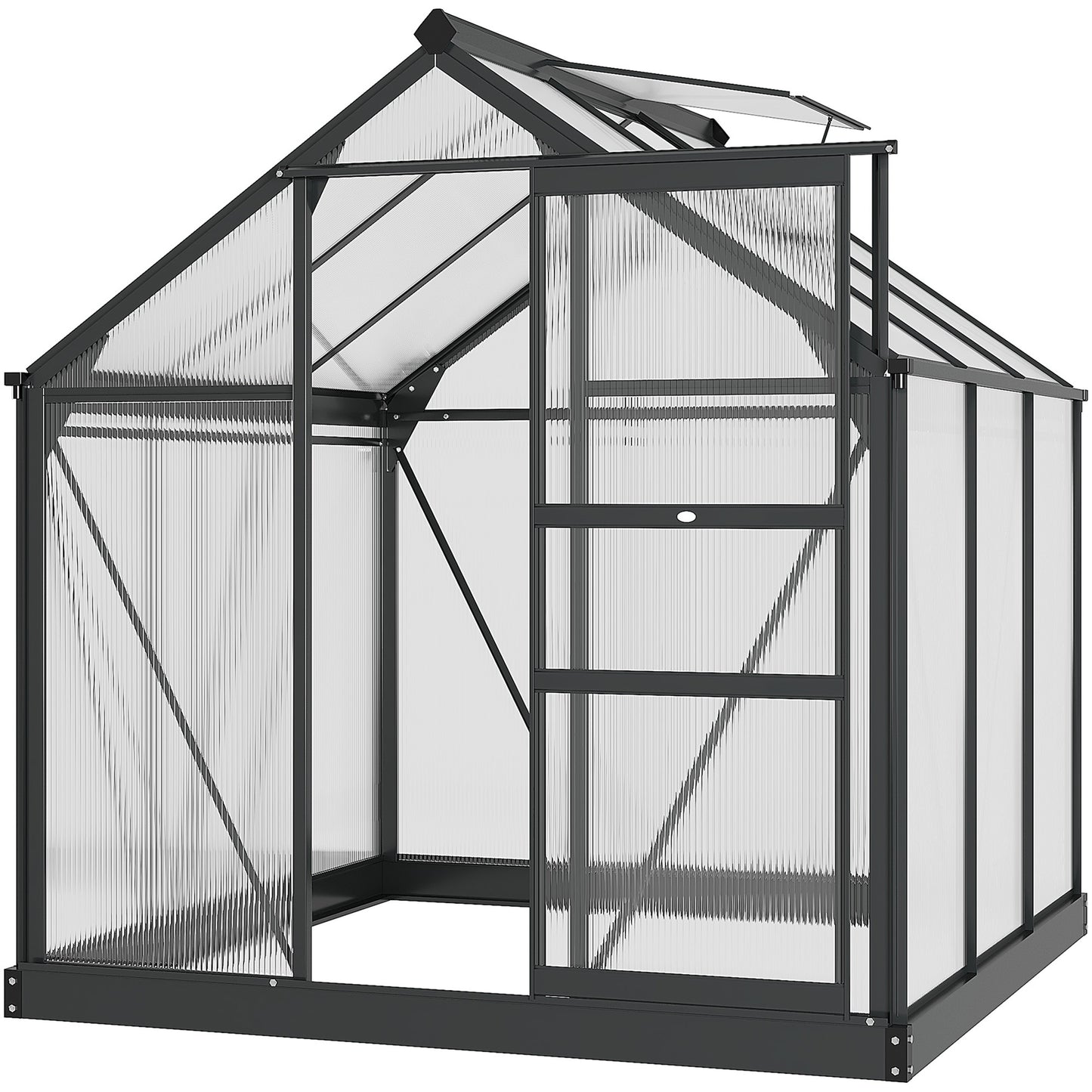 Polycarbonate Walk-In Garden Greenhouse Aluminium Frame Slide Door Window