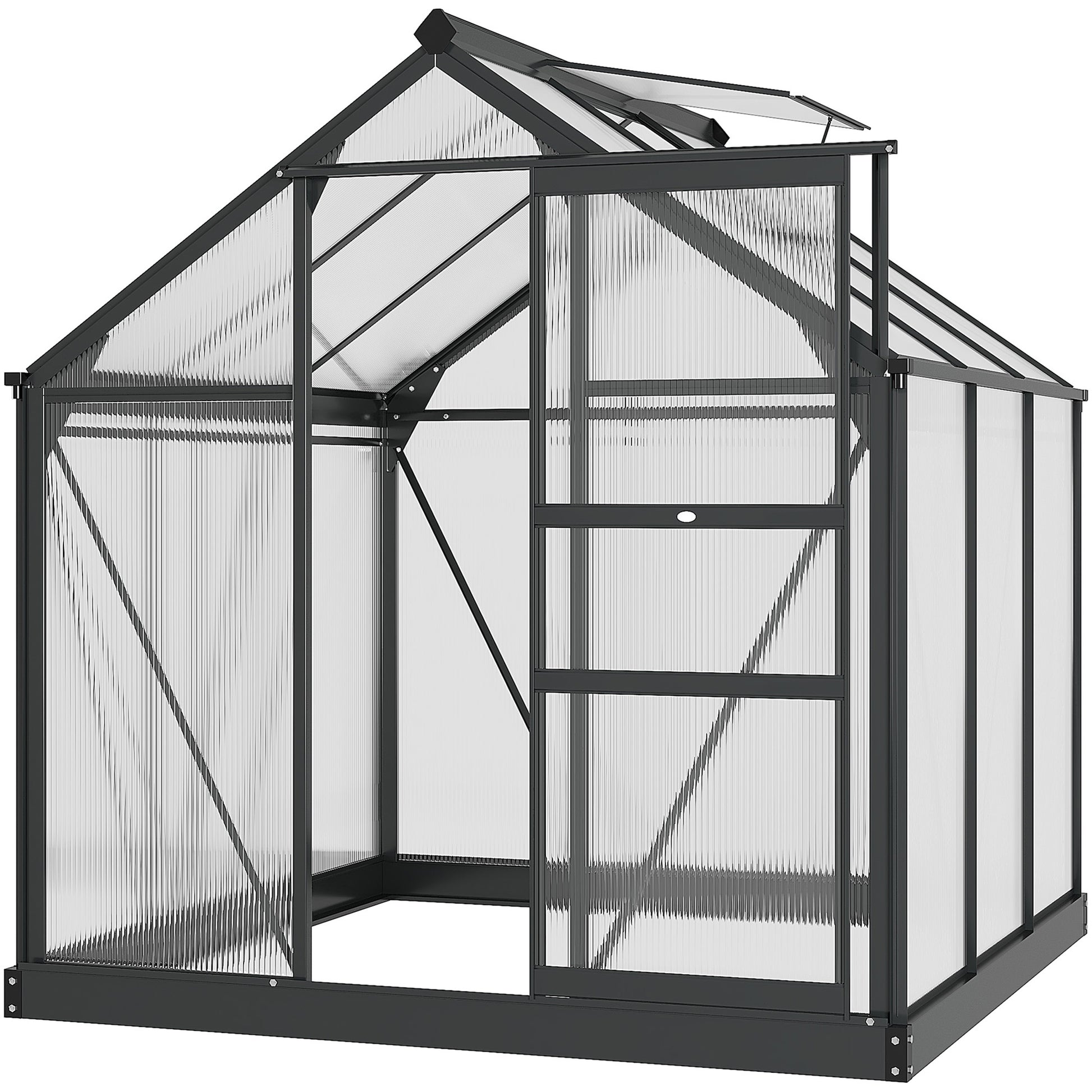 Polycarbonate Walk-In Garden Greenhouse Aluminium Frame Slide Door Window