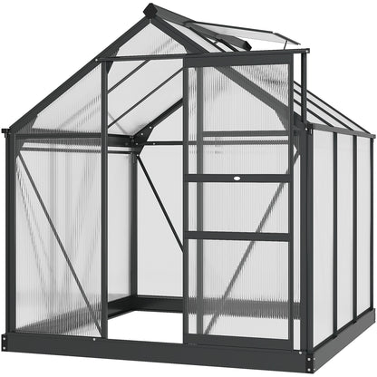 Polycarbonate Walk-In Garden Greenhouse Aluminium Frame Slide Door Window