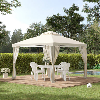 3 X 3(M) Metal Gazebo Outdoor 2-Tier Roof Marquee Party Tent with Netting