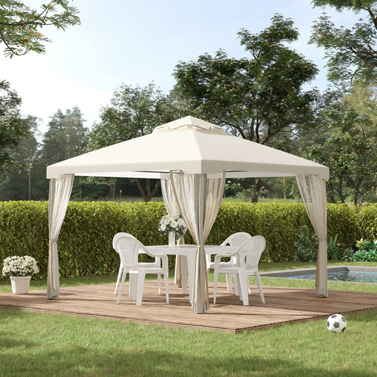 3 X 3(M) Metal Gazebo Outdoor 2-Tier Roof Marquee Party Tent with Netting
