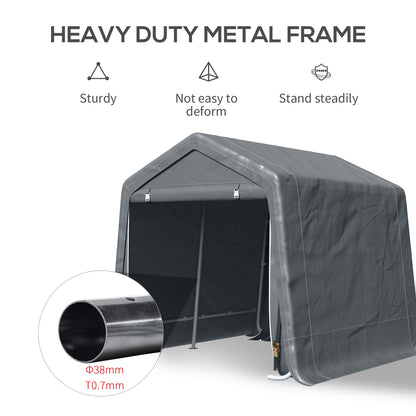 2.8M X 2.4M Garden Garage Storage Tent Metal Frame Bike Shed W/ Zipper Doors
