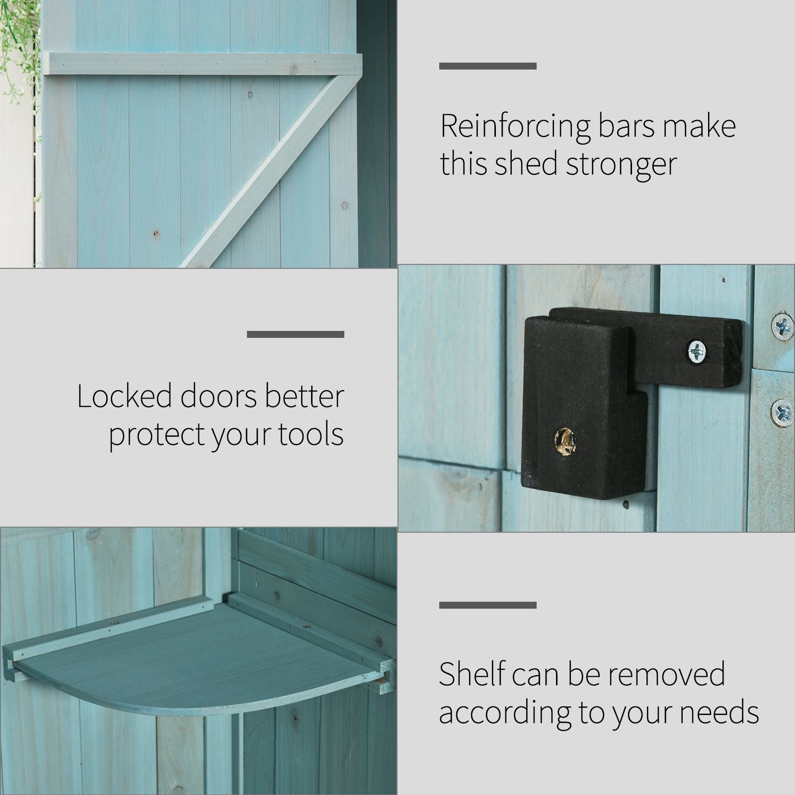 Garden Storage Shed 3 Shelves Tool House W/ Asphalt Roof 77 X 54 X 179 Cm
