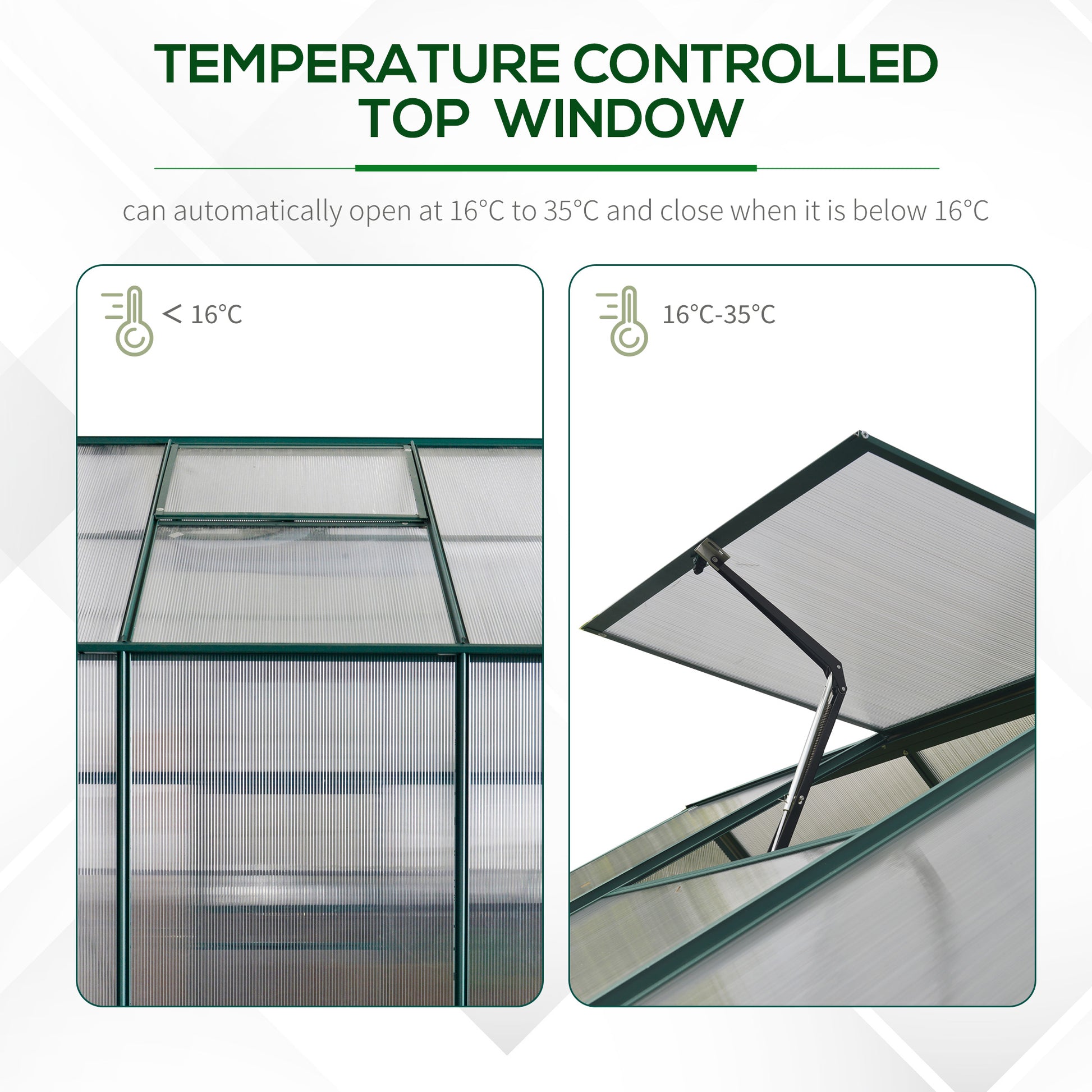 Walk-In Greenhouse Outdoor Polycarbonate Aluminium with Foundation Plant Bed