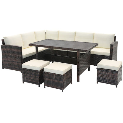 7 Pieces Wicker Patio Furniture Set for Porch Poolside Balcony Yard Garden