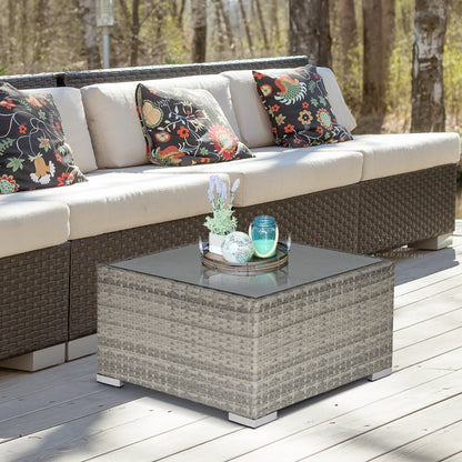 Garden Outdoor Rattan Corner Sofa,Single Sofa,Coffee Table Grey/Deep Grey