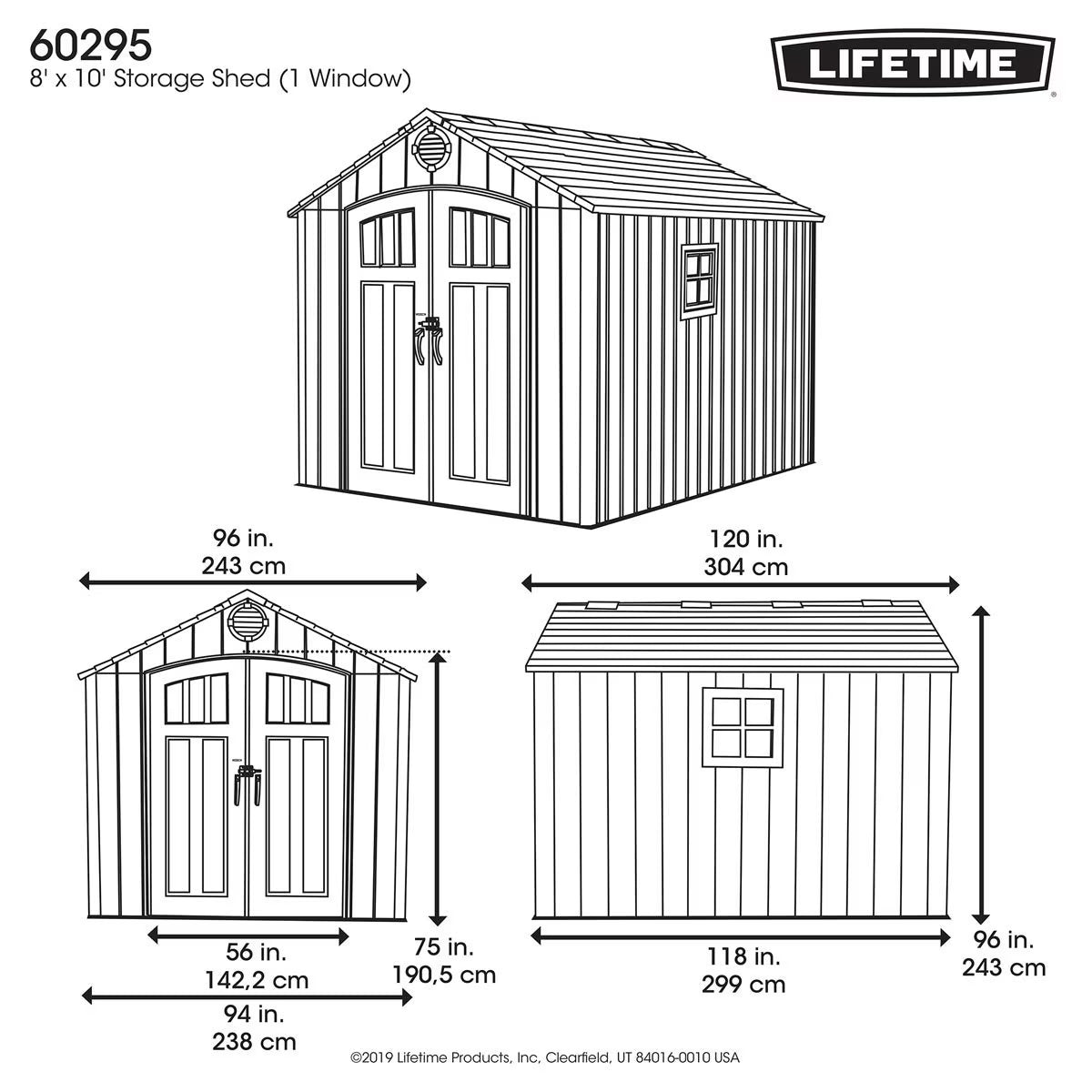 8Ft X 10Ft (2.4 X 3M) Wood Look Storage Shed - Model 60295U