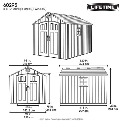 8Ft X 10Ft (2.4 X 3M) Wood Look Storage Shed - Model 60295U