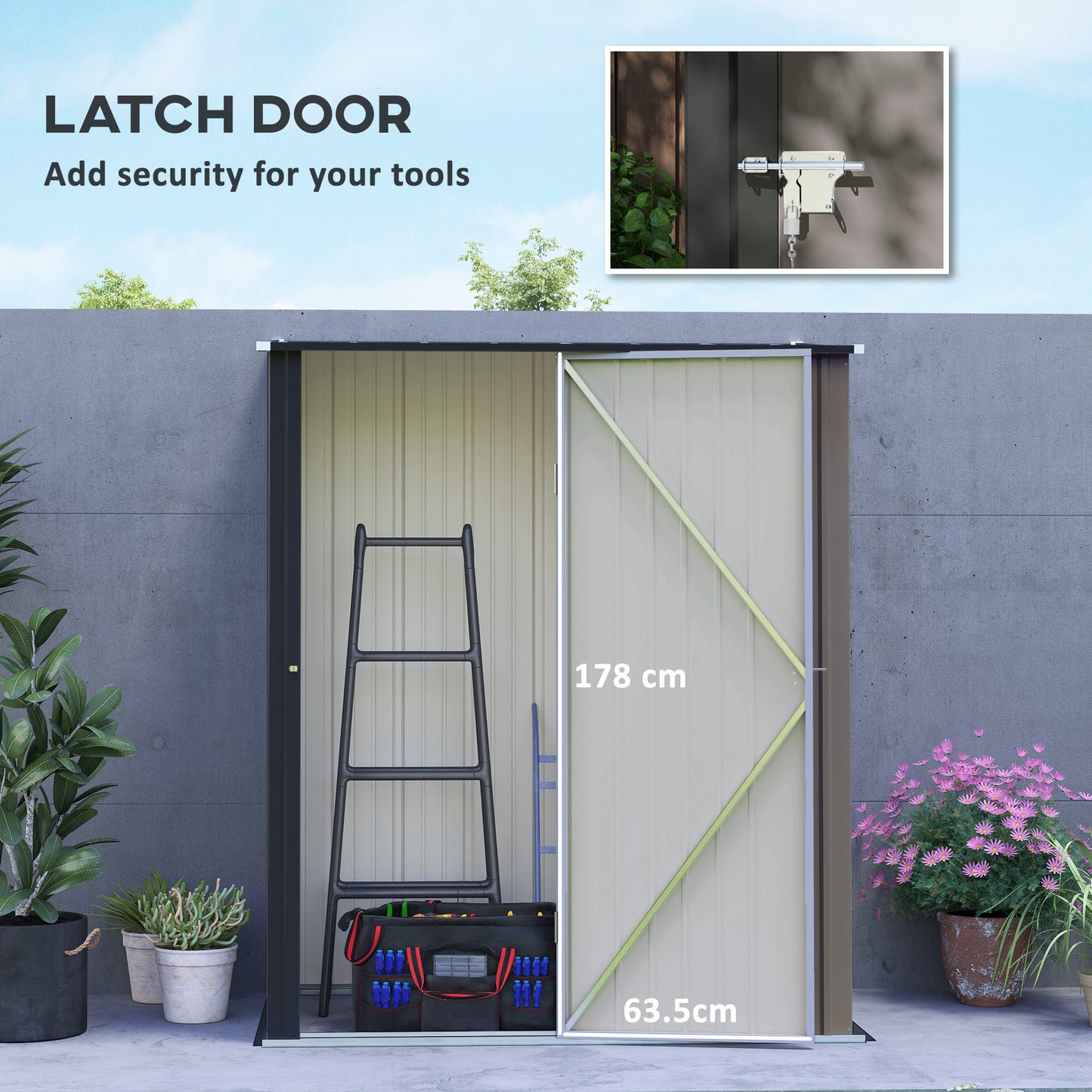 Outdoor Storage Shed Steel Garden Shed W/ Lockable Door for Garden
