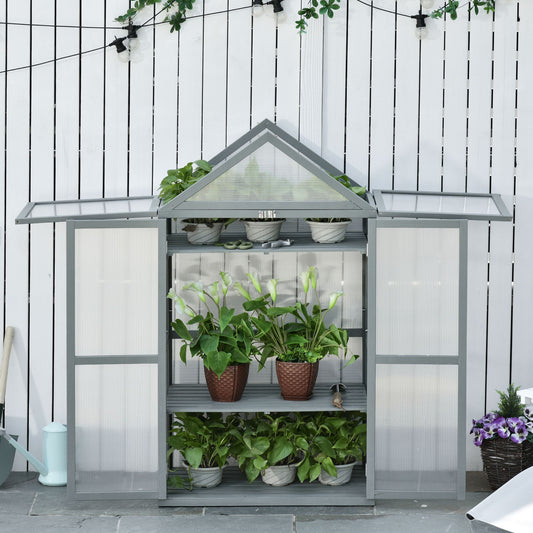 80 X 47 X 138 Cm Wooden Cold Frame Greenhouse for Plants Vegetables Flowers