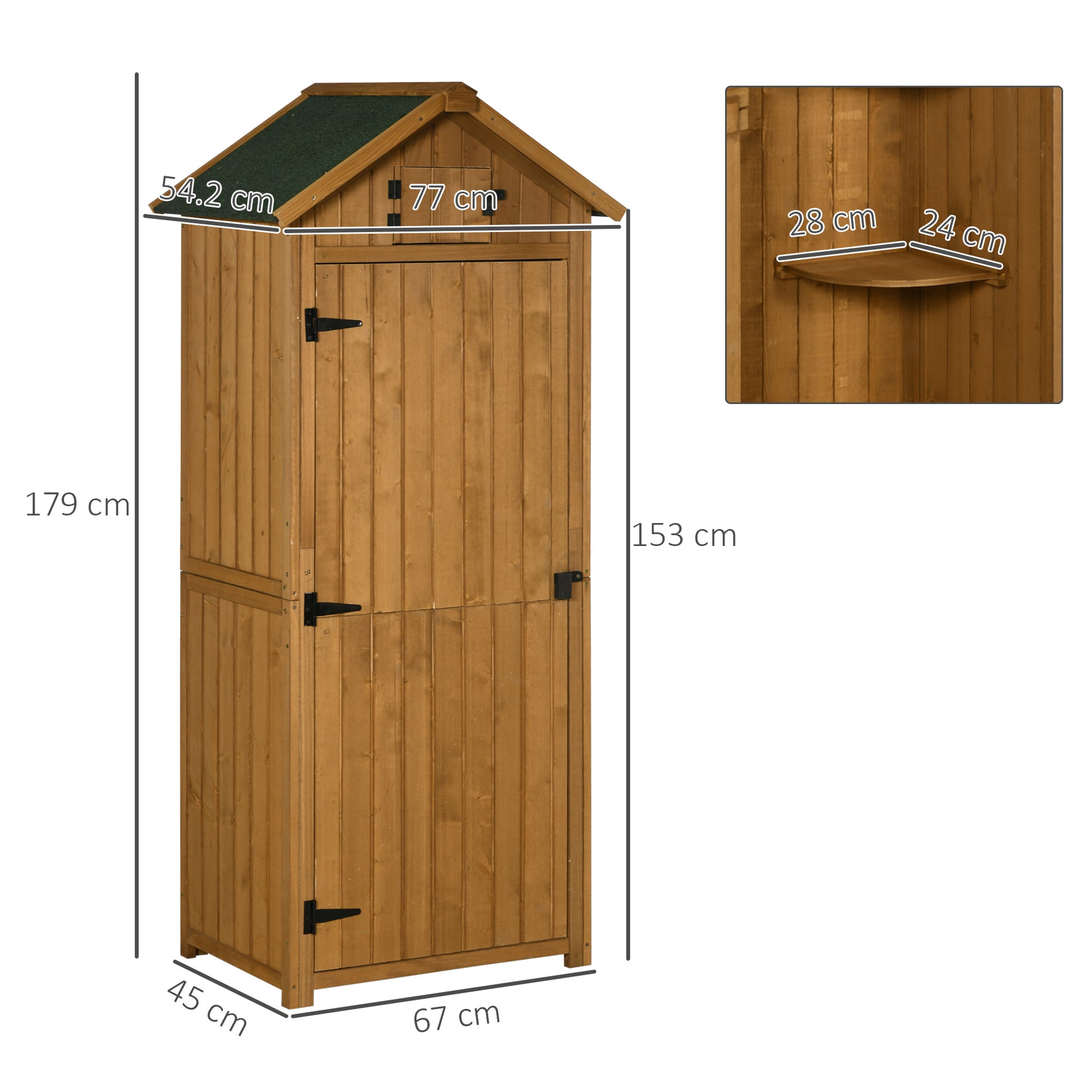 Garden Storage Shed 3 Utility Shelf Tool House W/ Asphalt Roof Lockabke Door