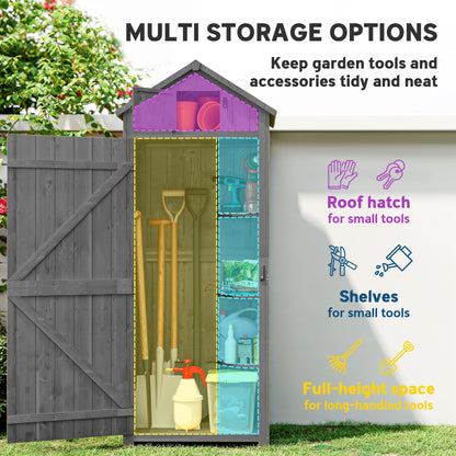 Garden Storage Shed 3 Shelves Tool House W/ Asphalt Roof 77 X 54 X 179 Cm