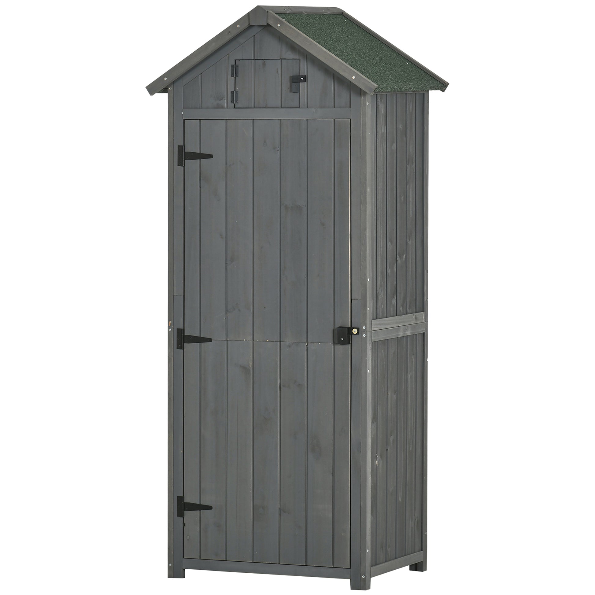 Garden Storage Shed 3 Utility Shelf Tool House W/ Asphalt Roof Lockabke Door