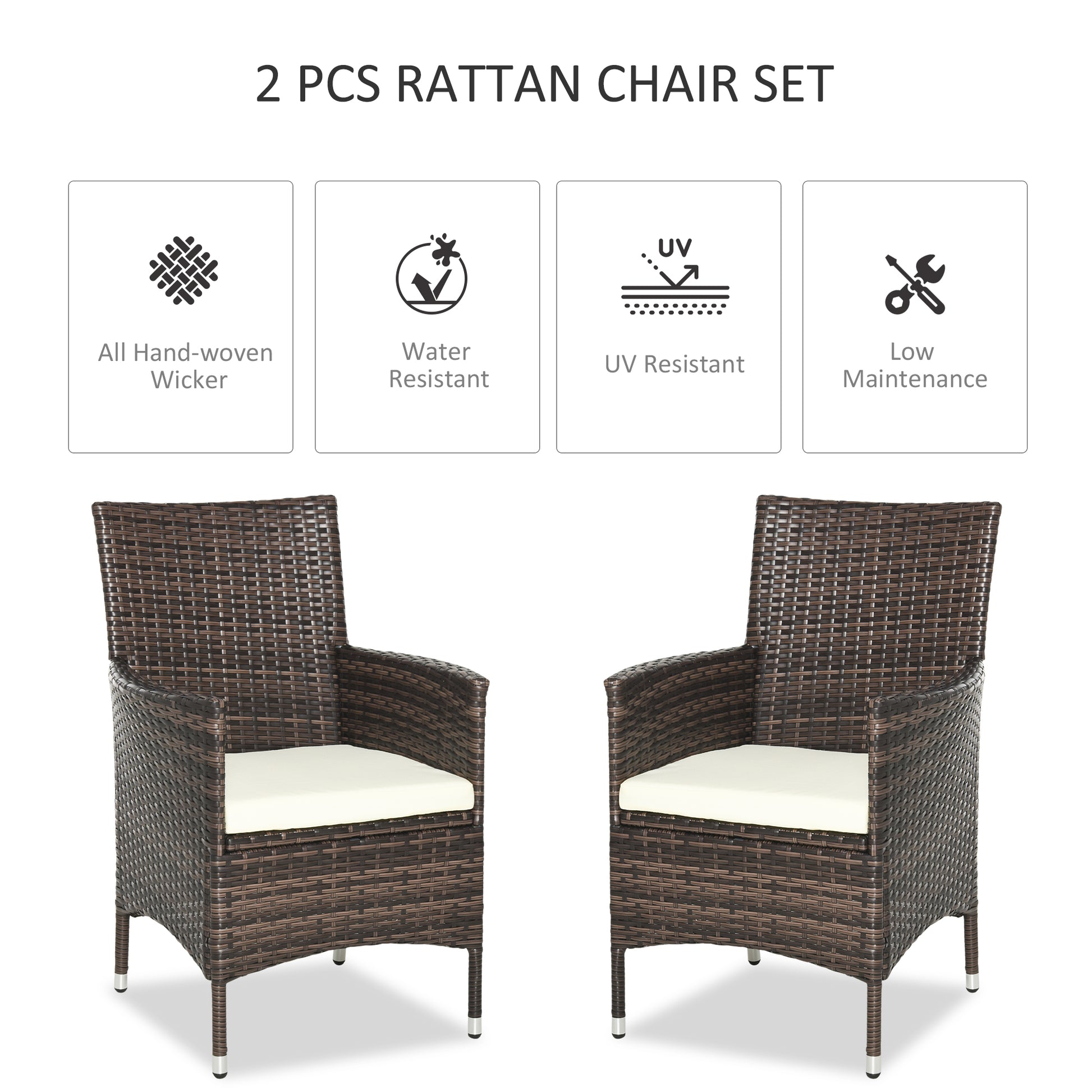 Rattan Chair Patio Sofa Chairs Set Cushioned Outdoor Rattan Furniture Armrests