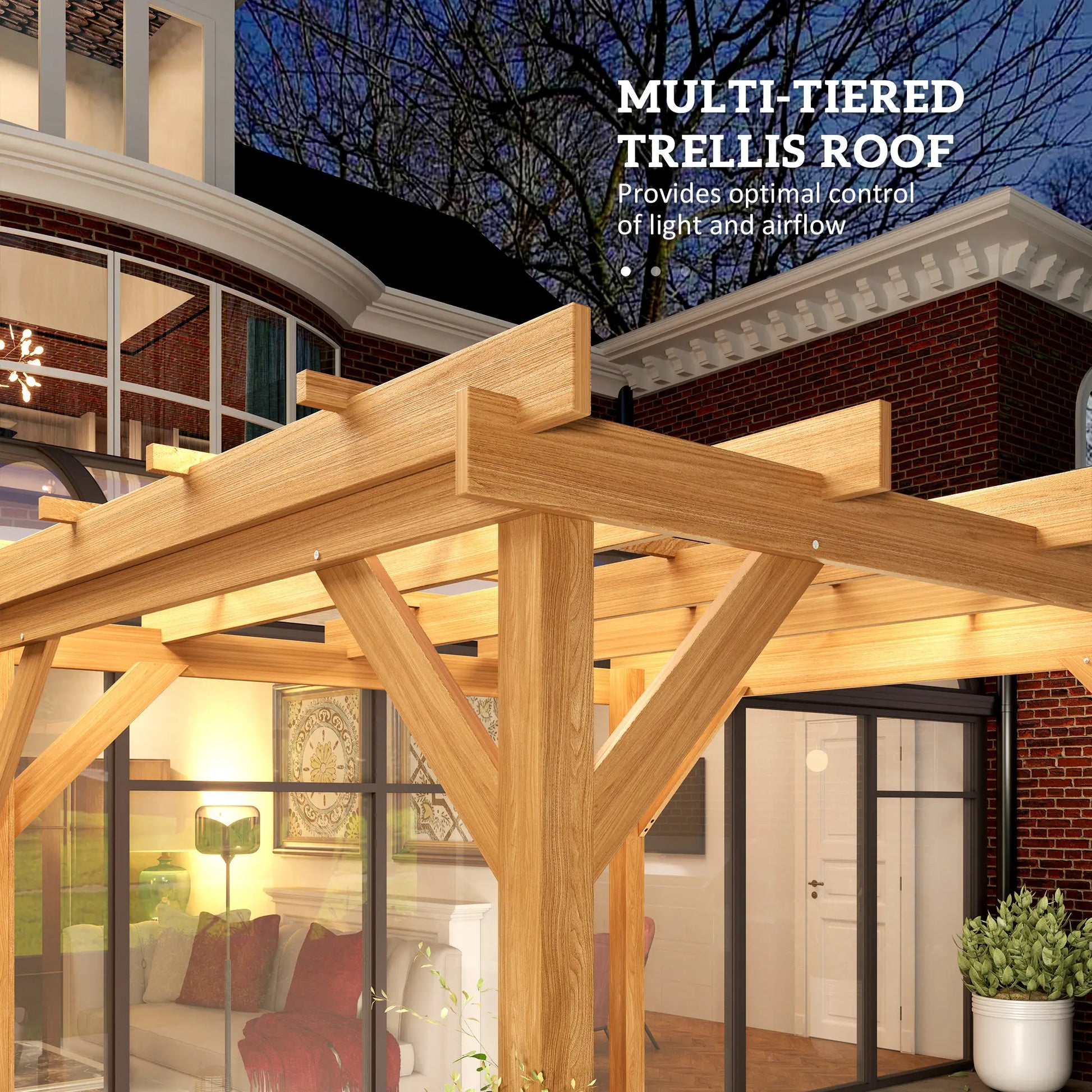 2 X 2M Wooden Pergola Kit, Decorative Garden Gazebo Shelter with Stable Structure