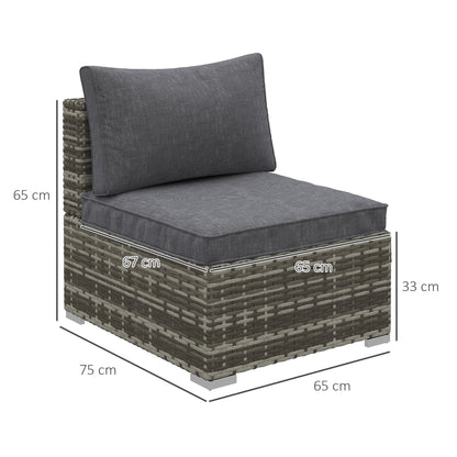 Garden Outdoor Rattan Corner Sofa,Single Sofa,Coffee Table Grey/Deep Grey