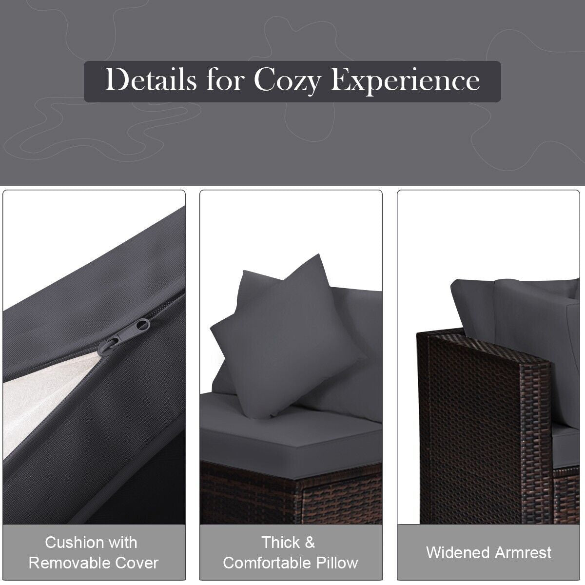 4 PCS Rattan Patio Conversation Set Outdoor Furniture Sofa Set W/ Coffee Table