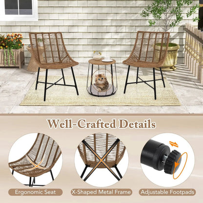 3 Piece Outdoor Furniture Set with Pet House