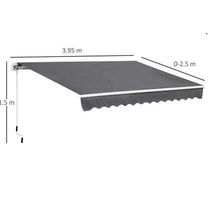 395Cm W X 250Cm D Polyester Cover Retractable Patio Awning