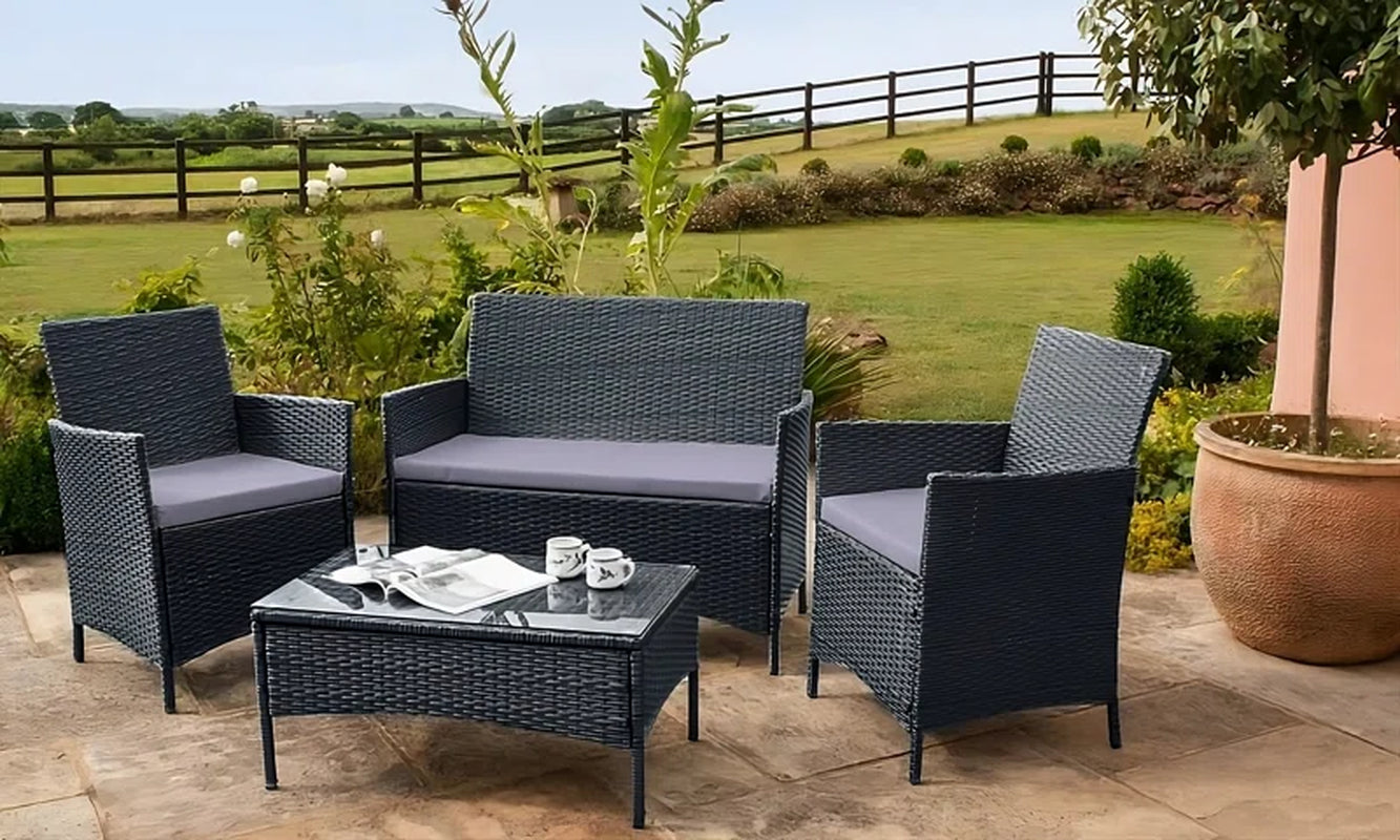 Schmier Gaubert Rattan 4 Seater Corner Sofa Set with Cushions