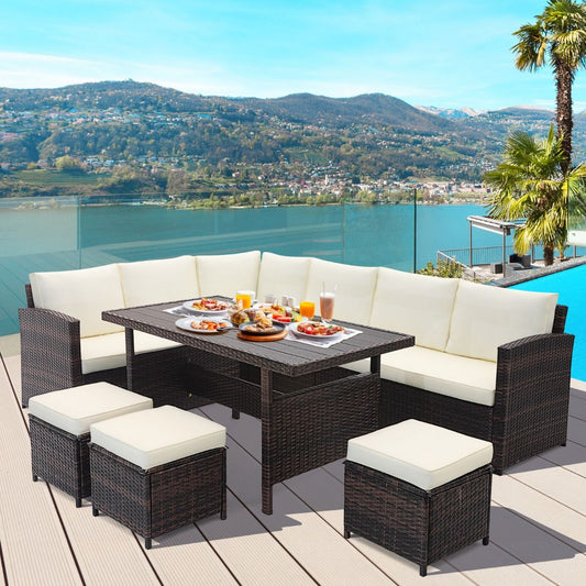 7 Pieces Wicker Patio Furniture Set for Porch Poolside Balcony Yard Garden
