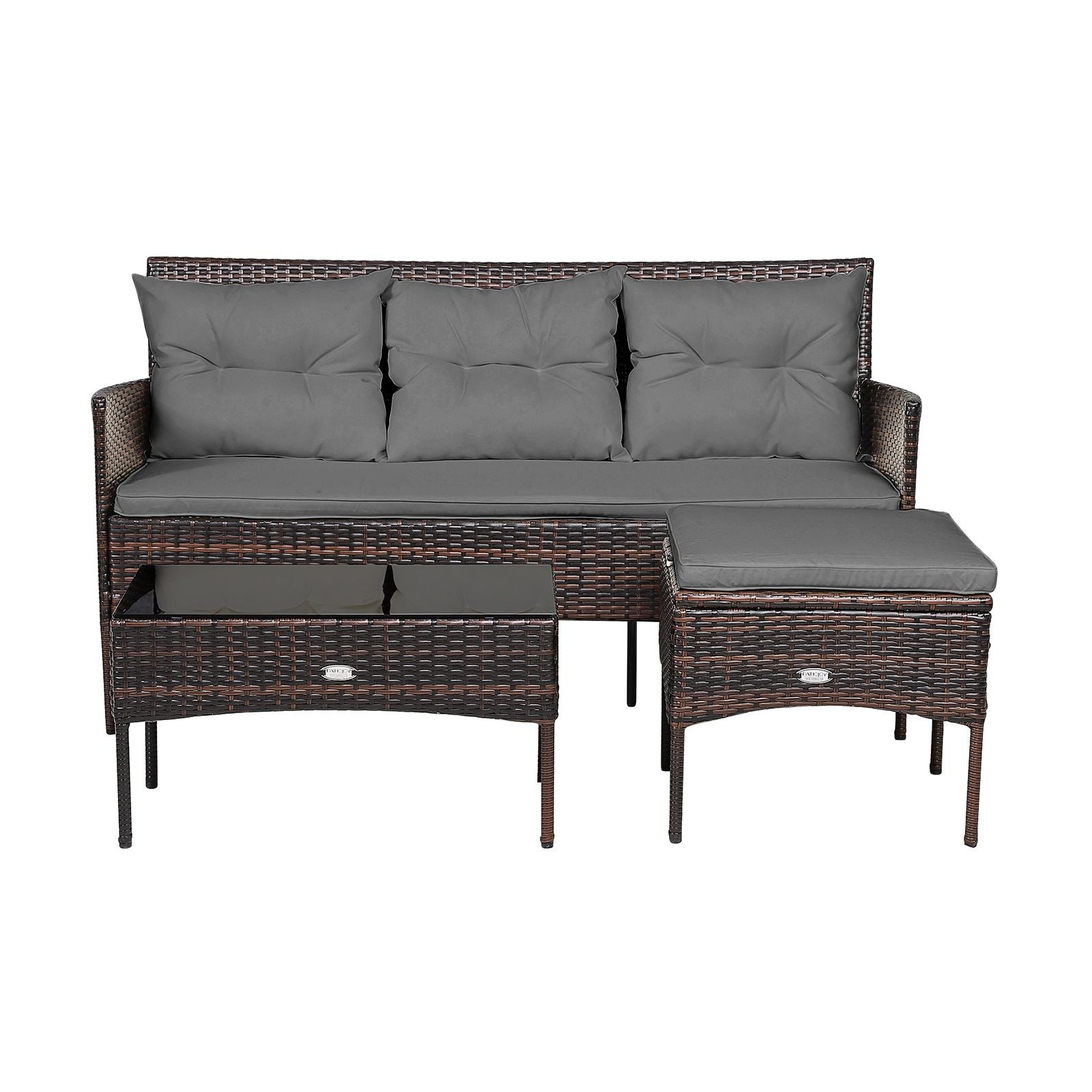 4 Seater Rattan Garden Furniture Set with Cushioned Sofa