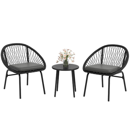 3 Piece Garden Furniture Set, Bistro Set W/ 2 Chairs & 1 Coffee Table