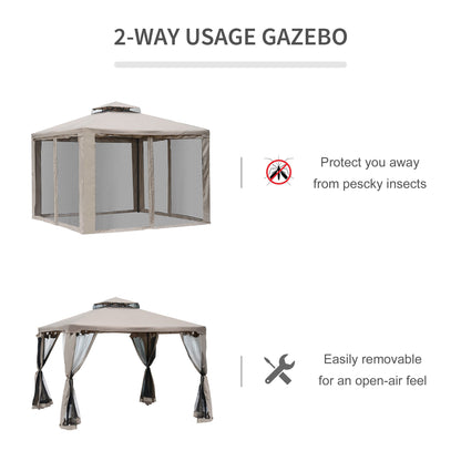 3 X 3(M) Metal Gazebo Outdoor 2-Tier Roof Marquee Party Tent with Netting