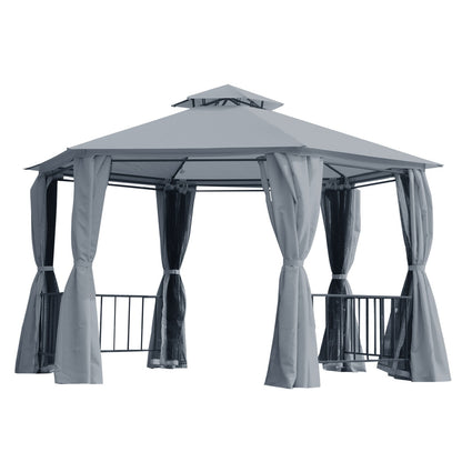 Outsunny 3 X 3(M) Gazebo Canopy 2 Tier Patio Shelter Steel for Garden Grey